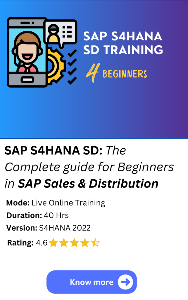 SD, SAP SD, S4HANA SD, Sales & Distribution
