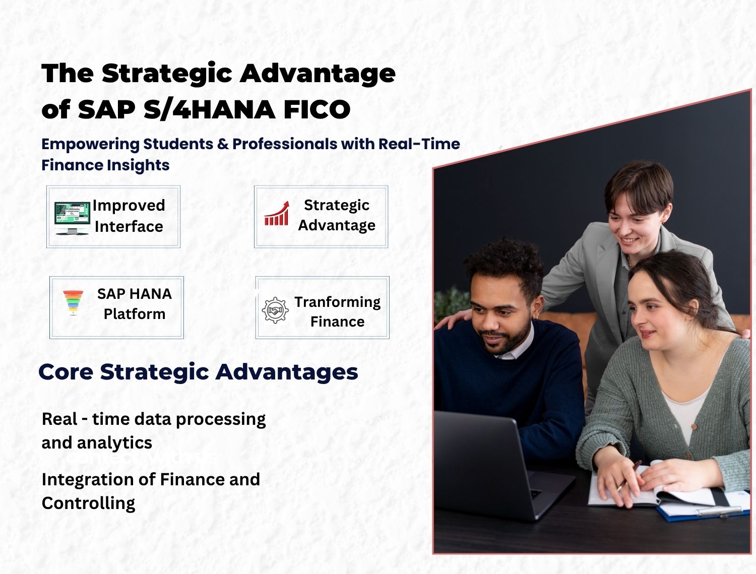 SAP S/4HANA FICO infographic highlighting real-time finance insights and strategic advantages!